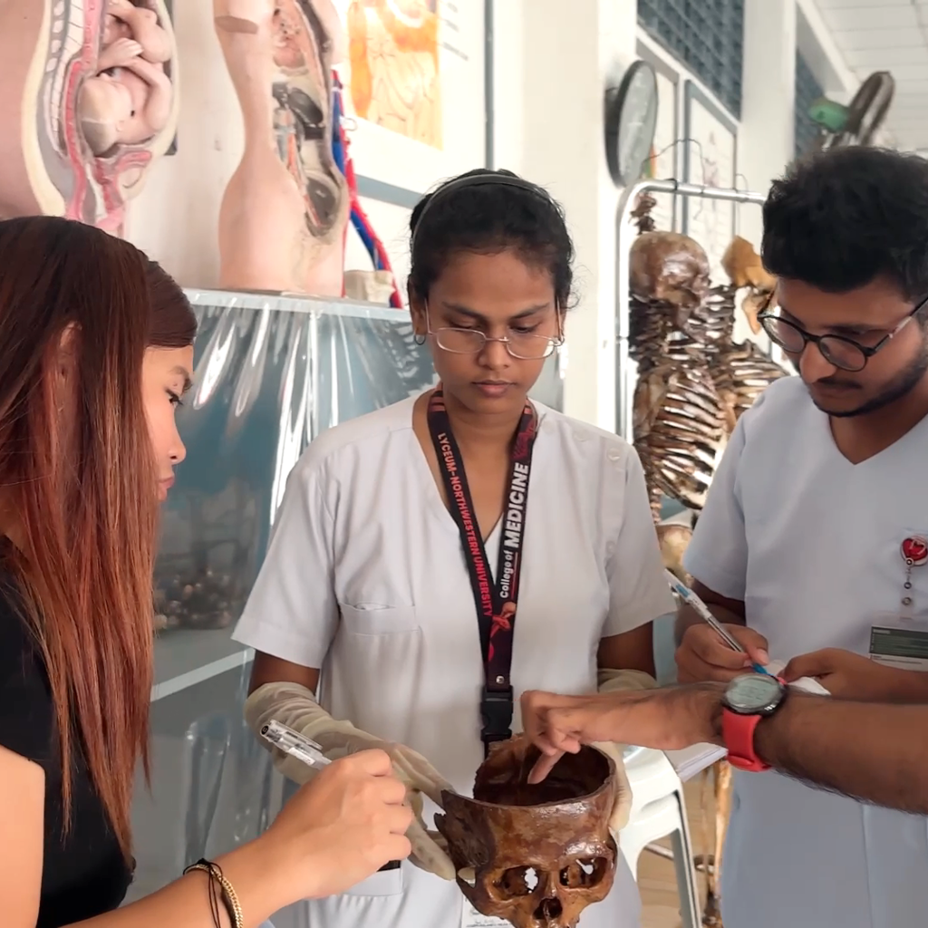 Medical students participating in a practical anatomy session at Lyceum Northwestern University